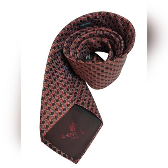 Lanvin Red and Black Men's Tie - Picture 3 of 9